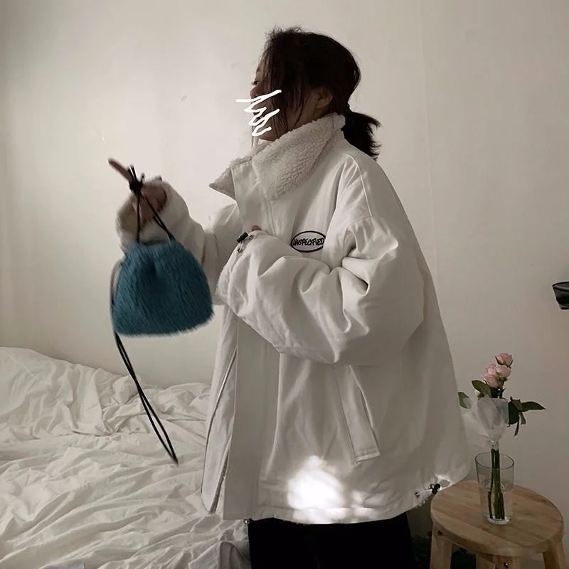 

Both sides wear winter lamb velvet jacket women 2020 new retro Hong Kong style tide ins small short cotton jacket tide coat wom