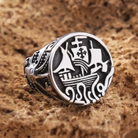 vintage stainless steel viking pirate ship ring for men gothic octopus tentacle stamp ring nordic amulet jewelry gift wholesale
