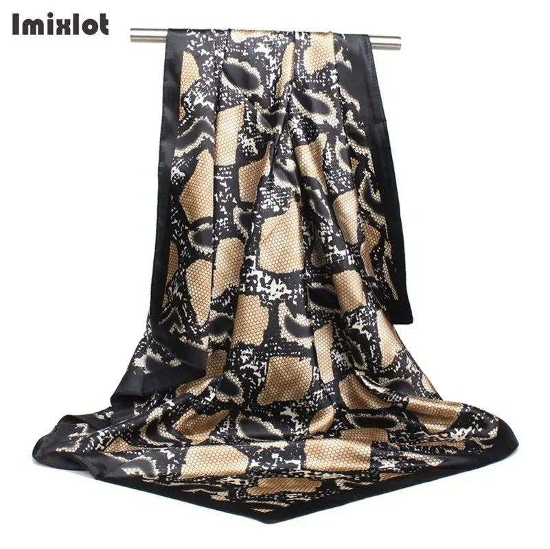 Шелковые шарфы женский платок 90*90 см квадратный головной хиджаб шарф с принтом