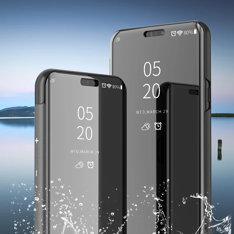 Зеркальный прозрачный умный чехол-книжка для LG G8 G8S ThinQ G820 V30 V40 кожаный