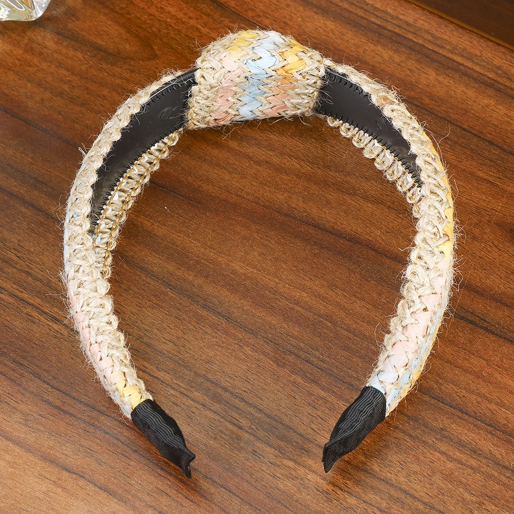 Женский ободок из рафии Levao широкий соломы с узелком аксессуар для волос в