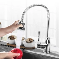 kitchen 360degree rotatable spout single handle sink basin faucet adjustable solid brass pull down spray mixer tap deck mounted