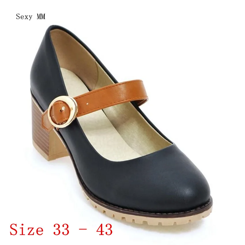 

Женские туфли-лодочки на высоком квадратном каблуке, Размеры 33-40, 41-42, 43