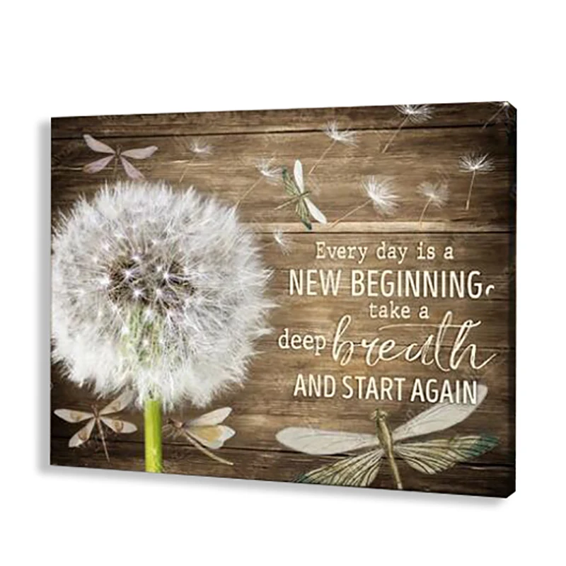 

Dandelion on Wood Texture Wall Art Canvas Painting Vintage Poster Picture Prints Home Decor Living Room Bedroom Bathroom