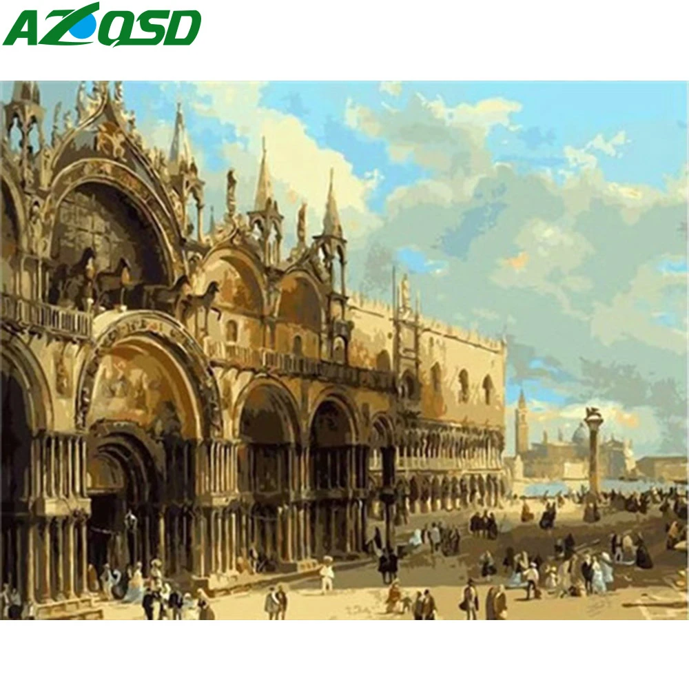 AZQSD краска для масла по номерам DIY ландшафтный Декор дома Раскрашивание