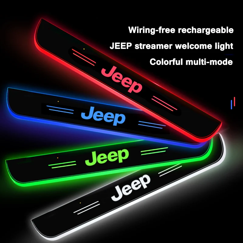 

Автомобильный компас для Jeep серии Renegade Wrangler Jk Grand Cherokee, освещение двери автомобиля без проводов, защита порога, акриловый светодиод