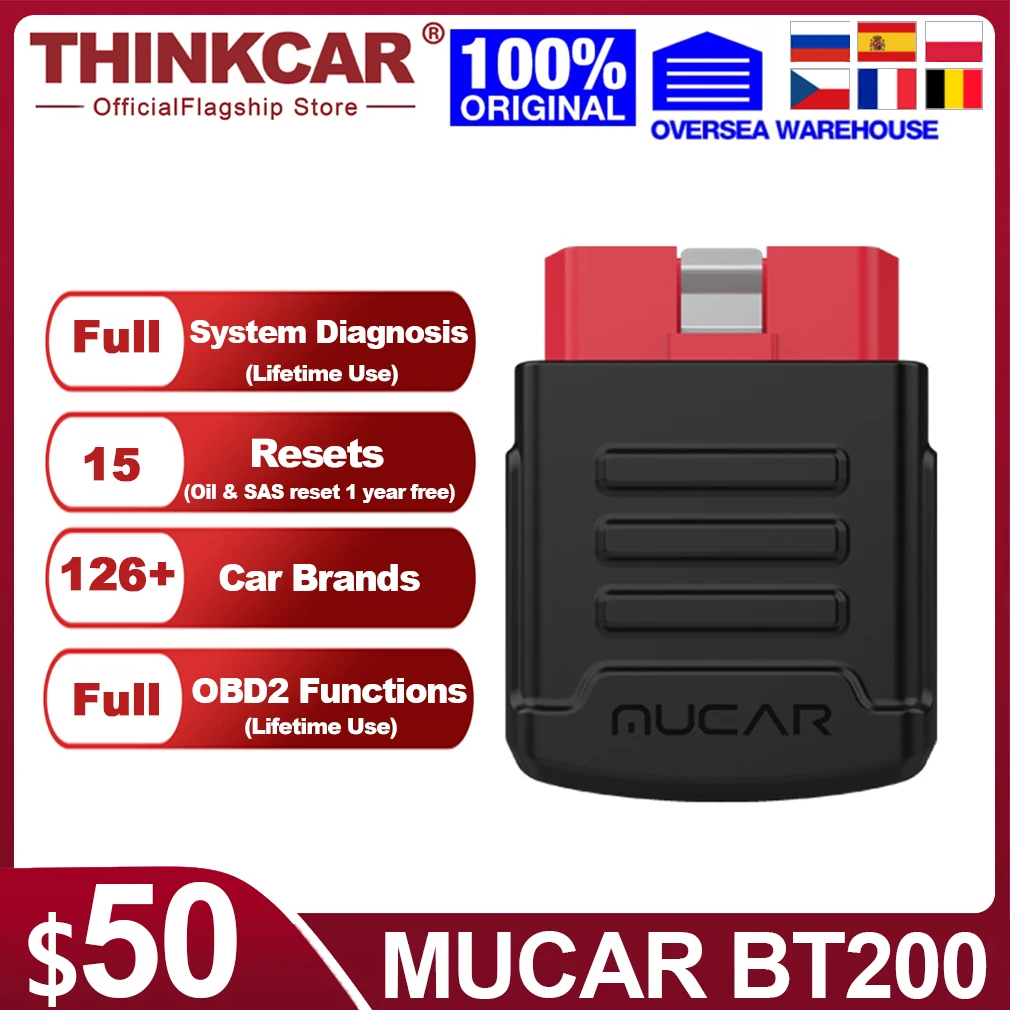 Считыватель кодов THINKCAR MUCAR BT200 OBD2 диагностический инструмент с полным сроком