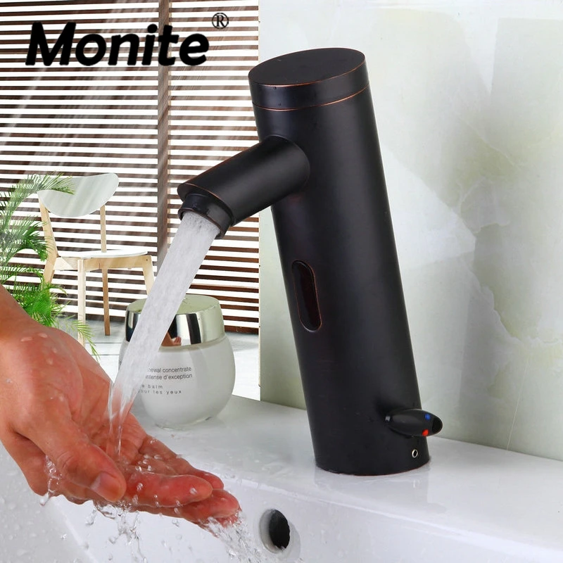 

Black Bathroom Sense Faucet ORB Black Wash Basin Tap Automatic Sensor Faucet Inductive Basin Sink Water Tap Mixer Tap Faucet