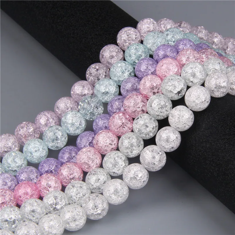 Синтетические разноцветные бусины с трещинами кварцевый и из натурального камня