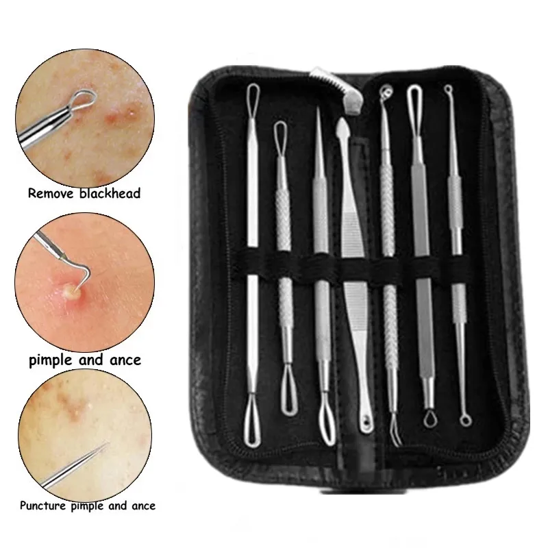 

Blackhead Remover Tool Needles for Squeezing Acne Tools Spoon for Face Cleaning Comedone Extractor Pore Cleaner Black Dot Pimple