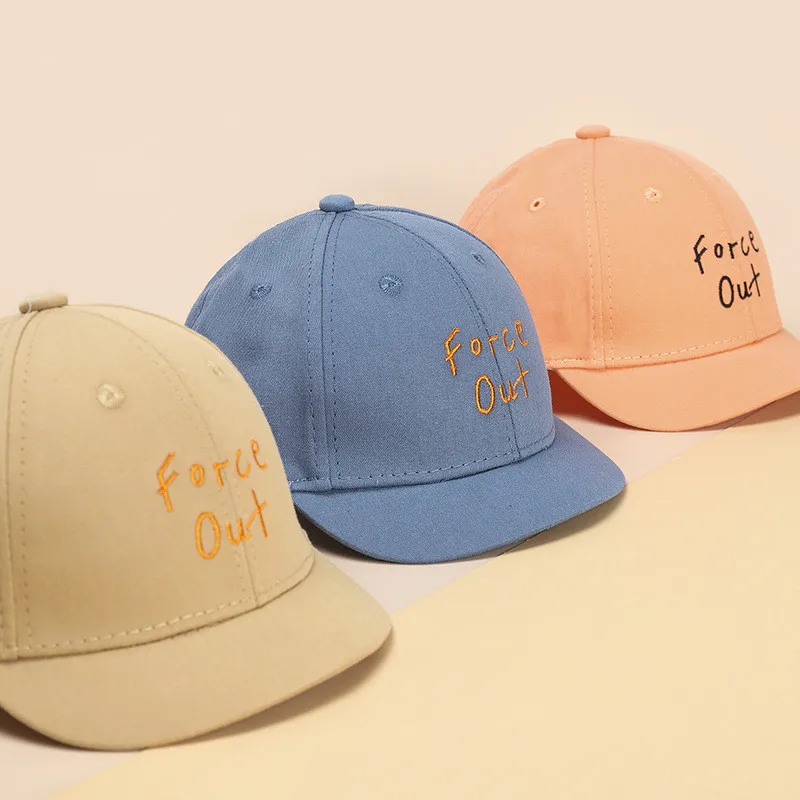 

Children's Hats Cotton Letters Embroidery Baby Sun Hats Candy-Colored Short-Brimmed Caps All-Match Baseball Caps