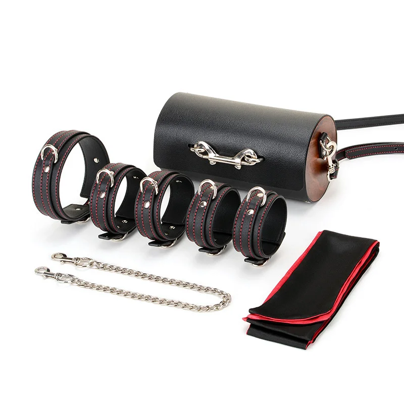 

Alternative fun SM torture equipment eye mask handcuffs shackle collar female slave barrel storage bag adult supplies set