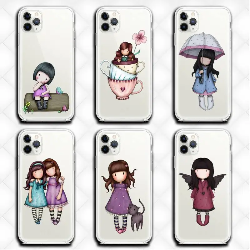 

Cartoon girls Phone Case Clear for iphone 13 12 11 Pro max mini XS 8 7 Plus X SE 2020 XR cover