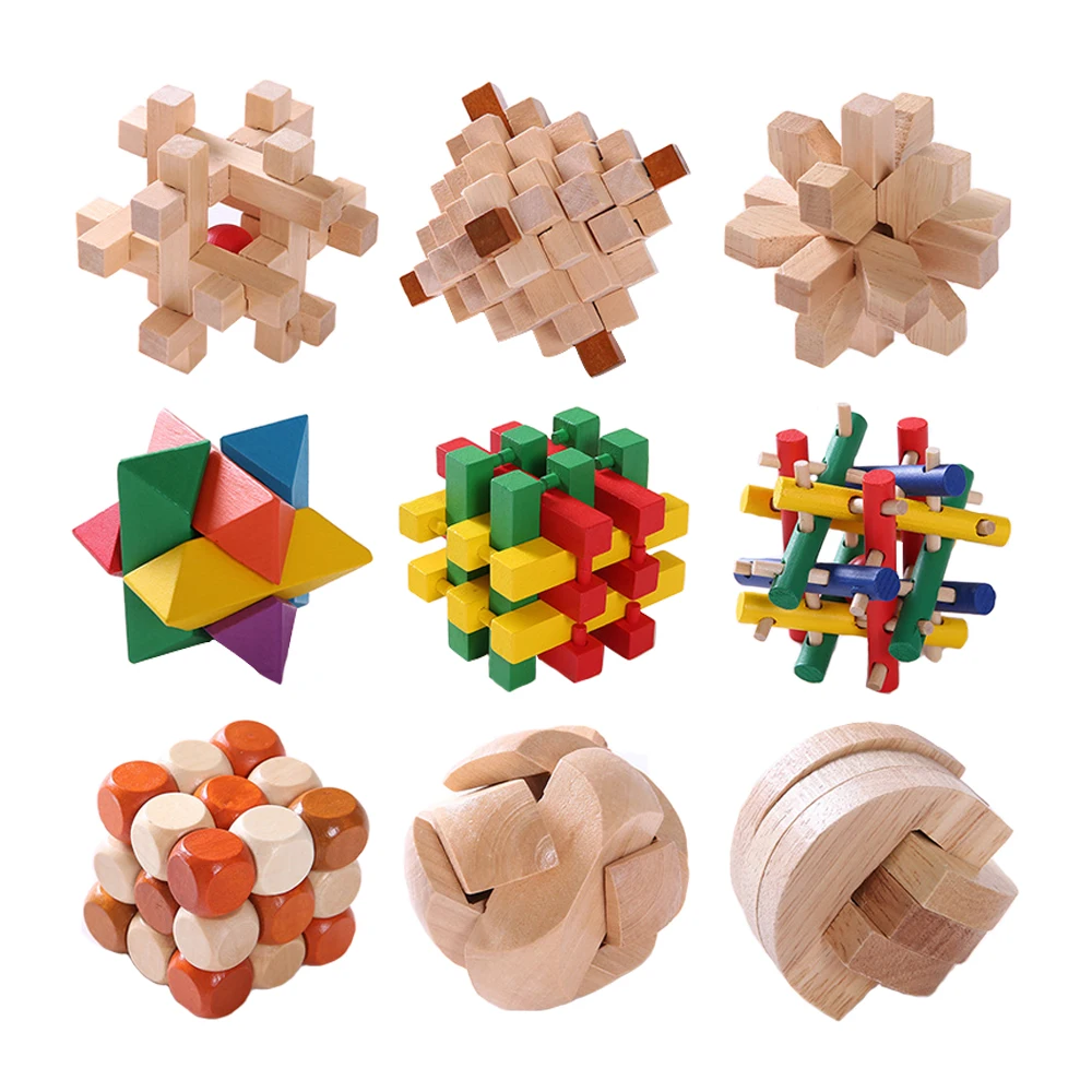 

IQ головоломка Kong Ming замок Lu Ban Lock 3D деревянные блокирующие заусенцы головоломка игра игрушка для взрослых детей