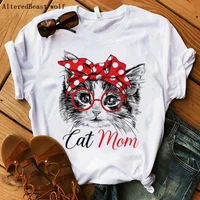 cat mom t shirt women fashion mama bandana clothes printed cute tshirt female cartoon casual short sleeve funny t shirt tops