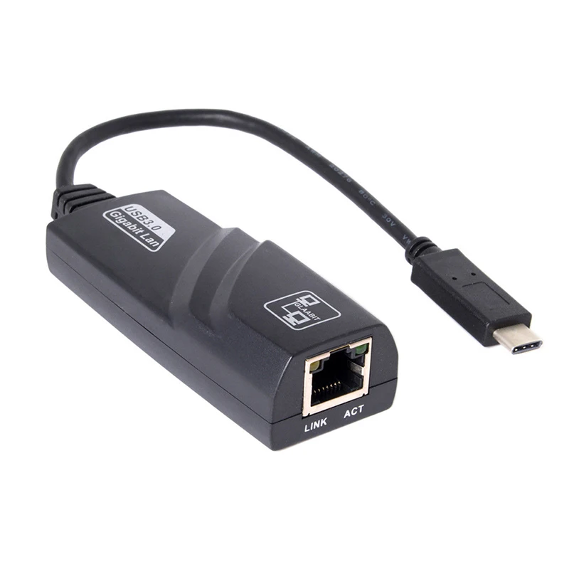 

1000 Мбит/с Ethernet LAN Сетевой Кабель-адаптер для ПК к ноутбука Тип-c USB-C для RJ45 Gigabit огнеупорный ПК Пластик Материал черный