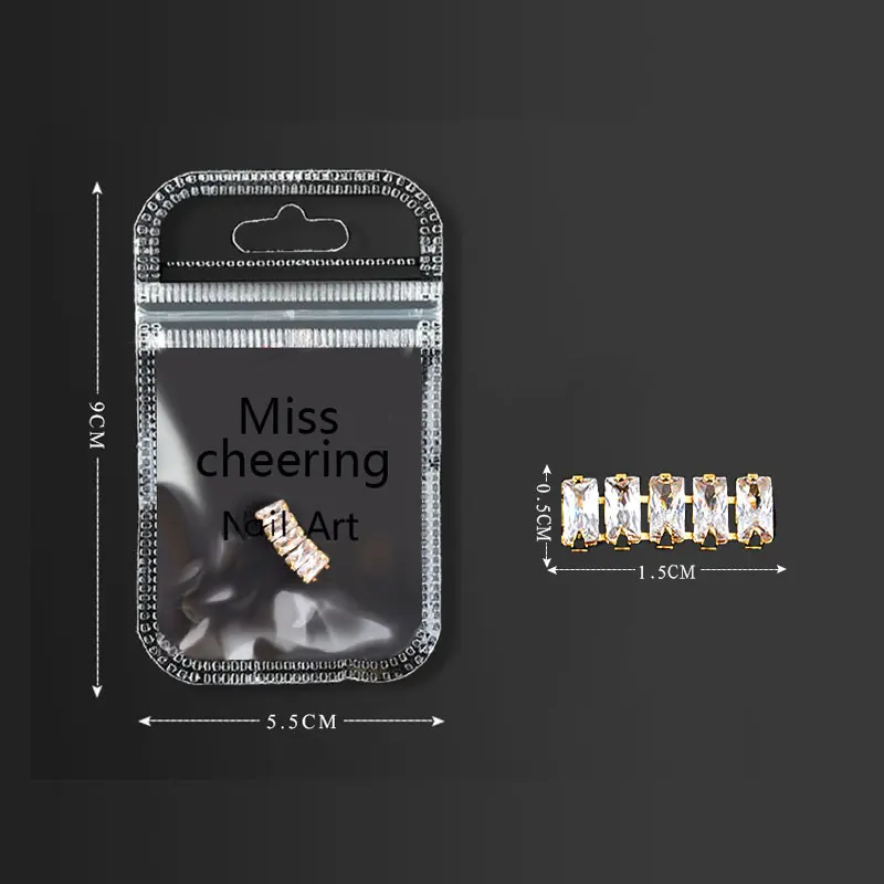 

2021 Zircon Chain Nail Accessories for Manicure Design Fashion 1.5cm Metal Stickers for Nails Decoration