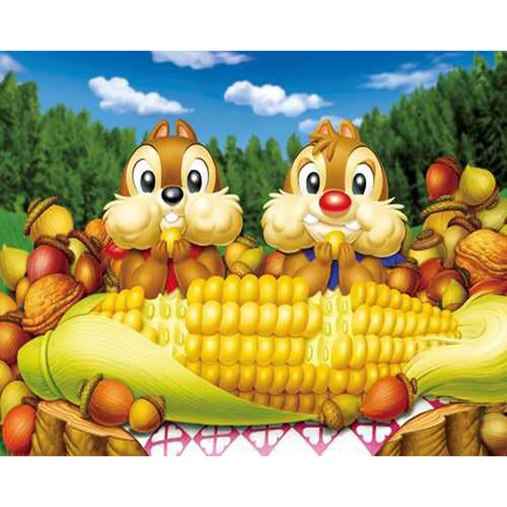 DIY картина по номерам Белки едят кукурузы Раскраска 40x50 см Wall Art Холст Картина