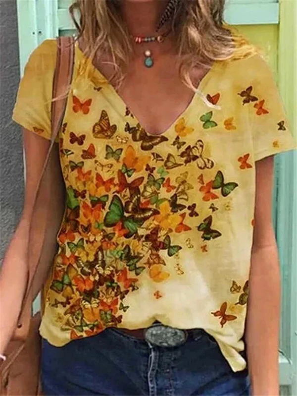 

Womens Summer Casual T Shirt 2020 Fashion Butterfly Print Loose Tshirts Short Sleeve T-Shirt Harajuku Tops Tee Women Clothing