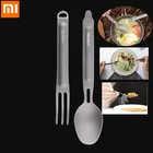 Вилка и ложка XiaomiNexTool из чистого титана, портативная посуда 2-в-1, съемная, для занятий спортом на открытом воздухе, удобная для здоровья