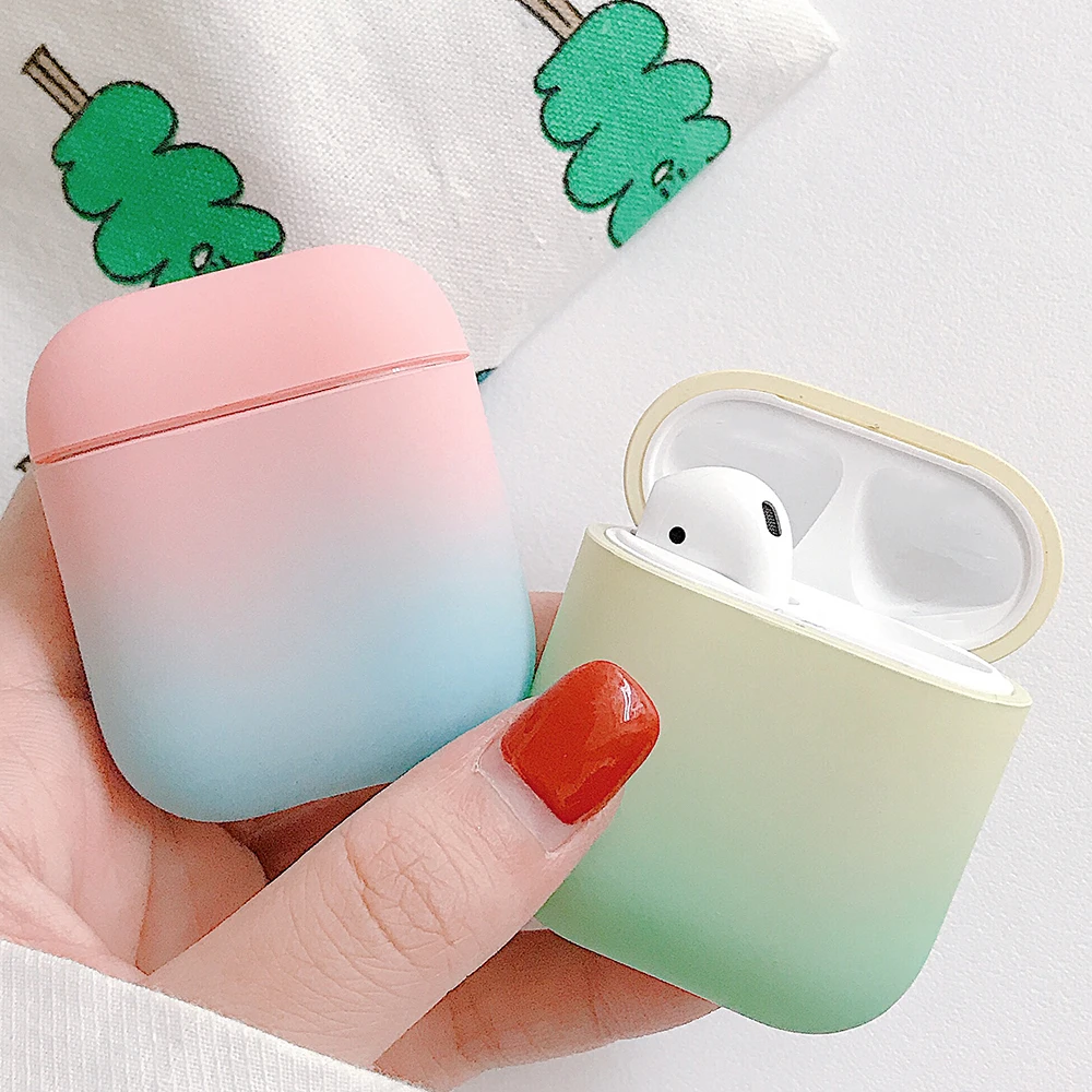 Милый модный водонепроницаемый чехол для девушек AirPods с градиентным радужным