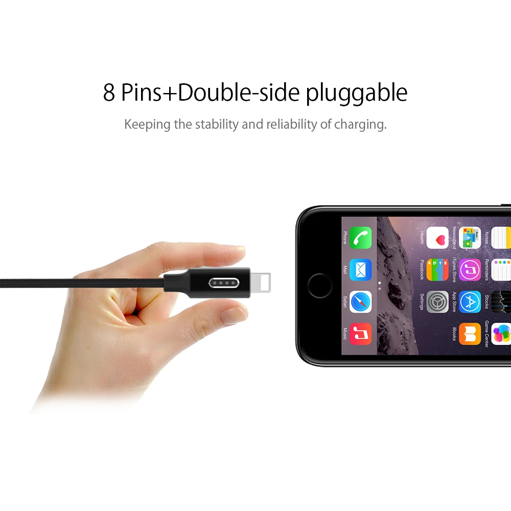 ORICO USB кабель с Светодиодный индикатор для iPhone 6 6s 7 Plus джинсовые USB кабель для быстрой Зарядное устройство кабель для передачи данных для Apple iPhone 5 5S IPad Air