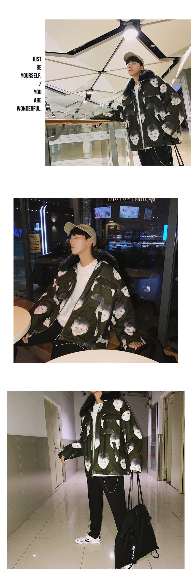 Зимние ветровки куртки с меховым воротником для мужчин Veste Homme Winterjas Heren Personal Print Parkas куртка мужская повседневная верхняя одежда
