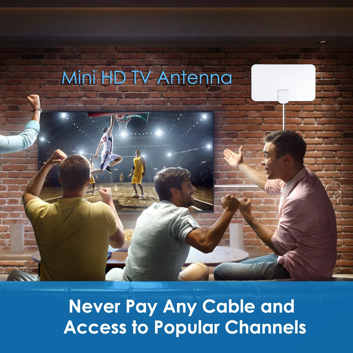 Белая Мини HD комнатная цифровая ТВ антенна ATSC прием сигнала UHF / VHF