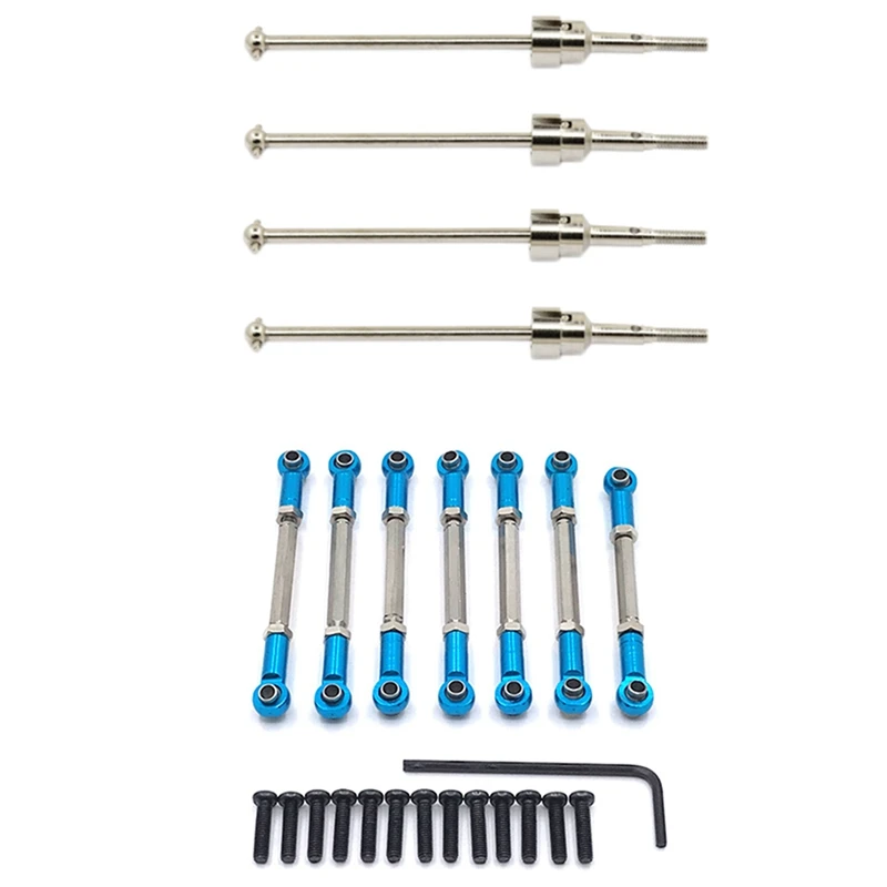 

2 Set RC Car Part: 1 Set Universal Drive Shaft CVD Dog Bone & 1 Set Metal Linkage Servo Pull Rod Steering Tie Rod Set