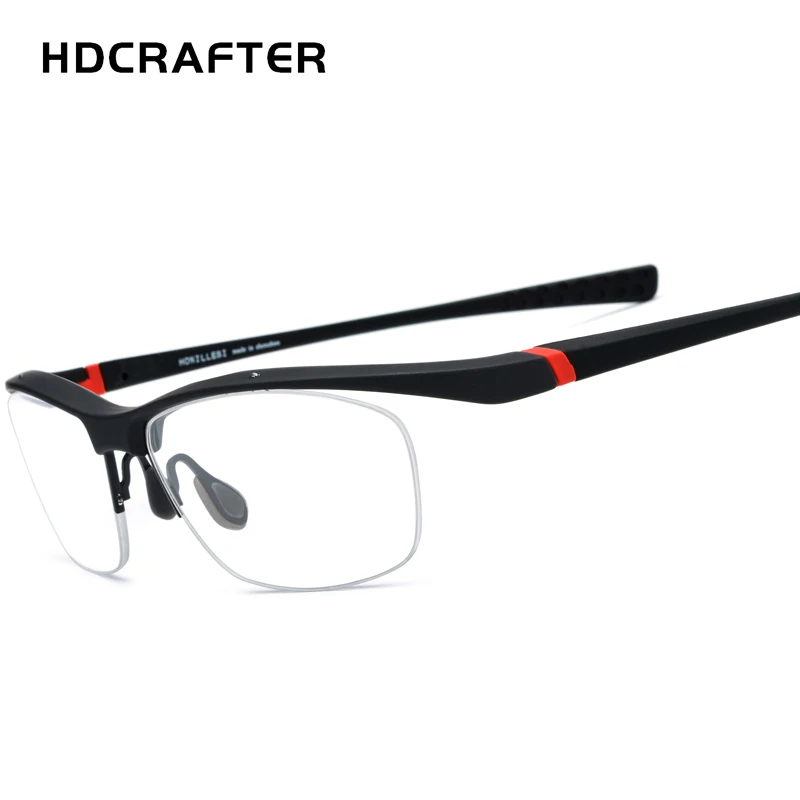 Черный HDCRAFTER NewTR90 очки рамки для мужчин Спорт на открытом воздухе сверхлегкие очки половина рамки близорукость Оптический Рецепт; очки - Цвет оправы: Черный