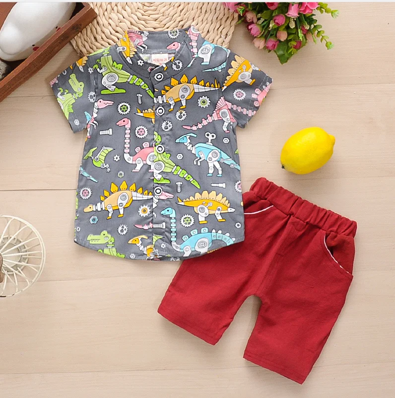 Baby boys clothes sets summer newborn cotton fashion shirts+shorts 2pcs wedding clothing for bebe toddler tracksuits 1 2Y |