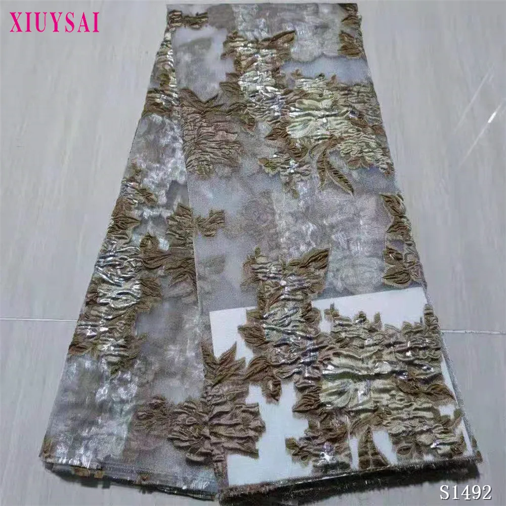 

Latest Nigerian Brocade Laces Fabric High Quality Jacquard African Lace Fabric Wedding French Tulle Lace Material S1492