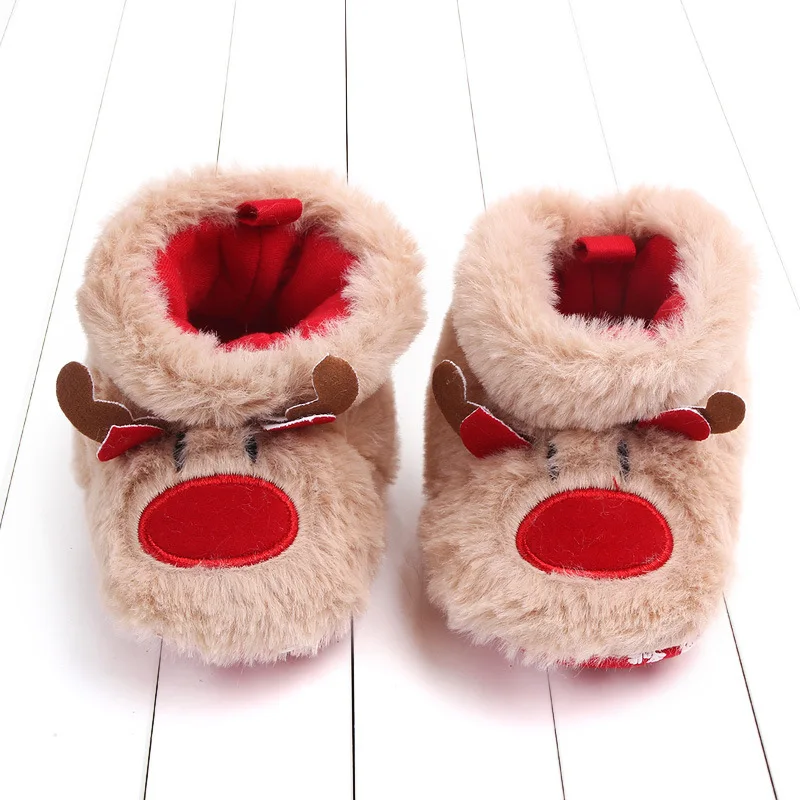 

0-18M Christmas Baby Girls Boys Snow Boots Soft Sole Anti-Slip Crib Shoes Winter Warm Cozy Bowknot Booties