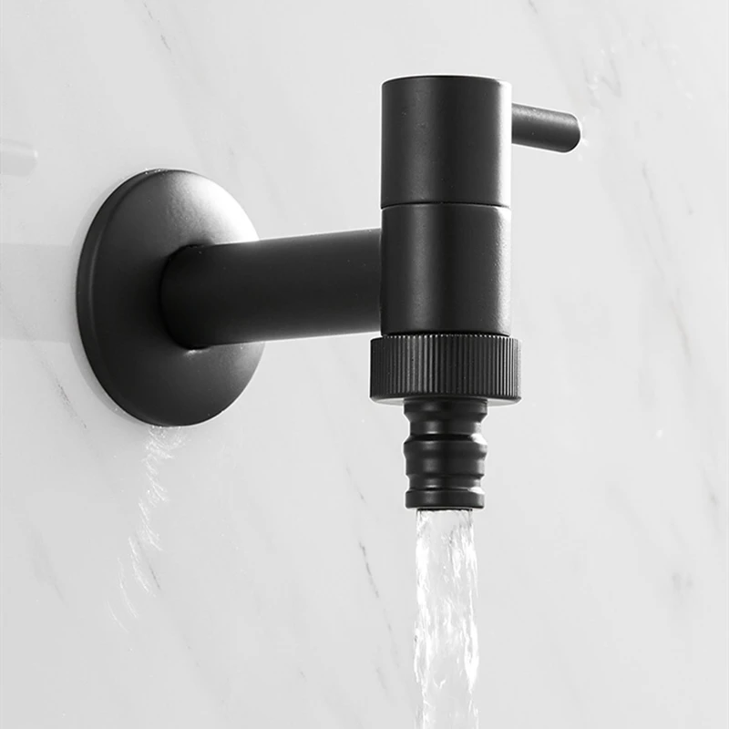 WZLY смесители черный бибкок латунь ванная комната один холодный кран настенная