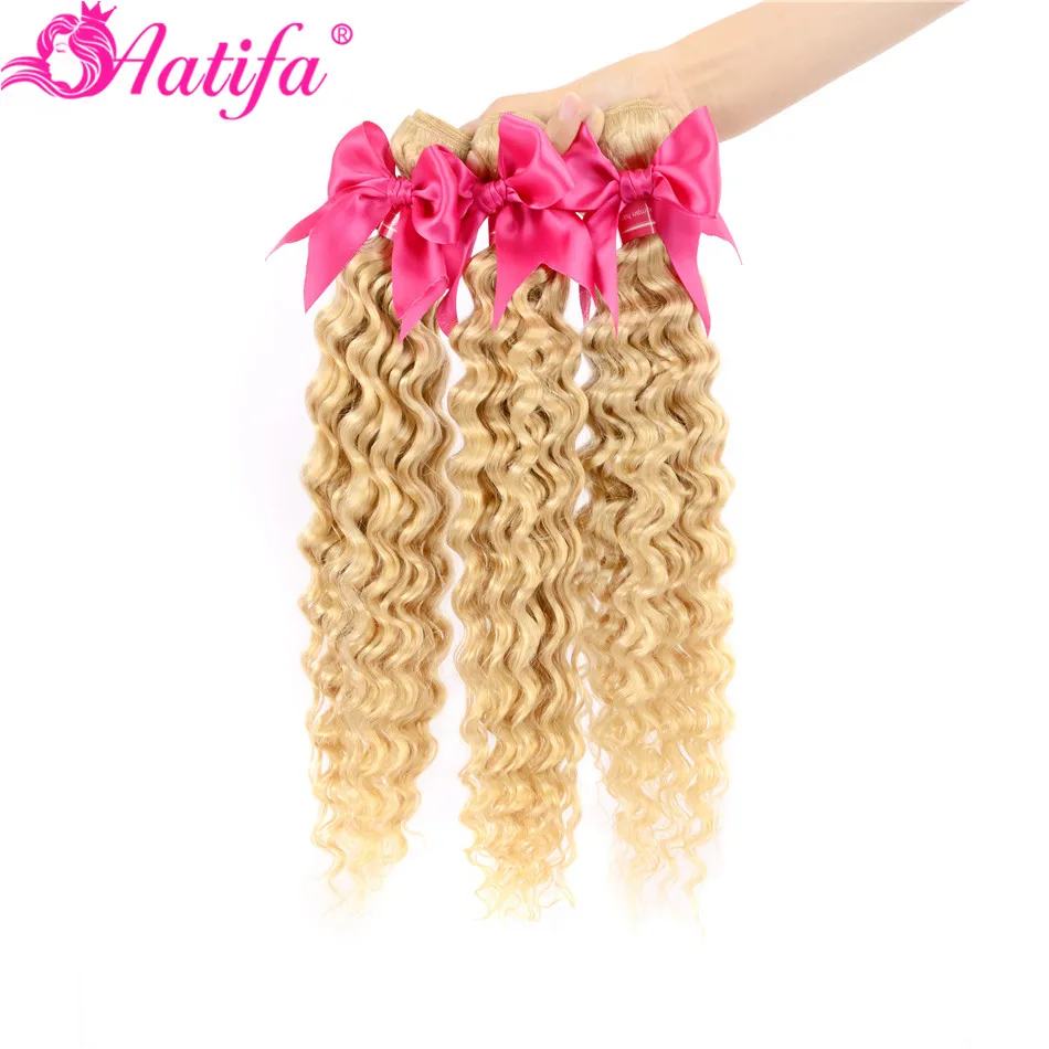 613 Platinum Blonde Peruvian Deep Wave Bundles With Closure Remy Human Hair | Шиньоны и парики