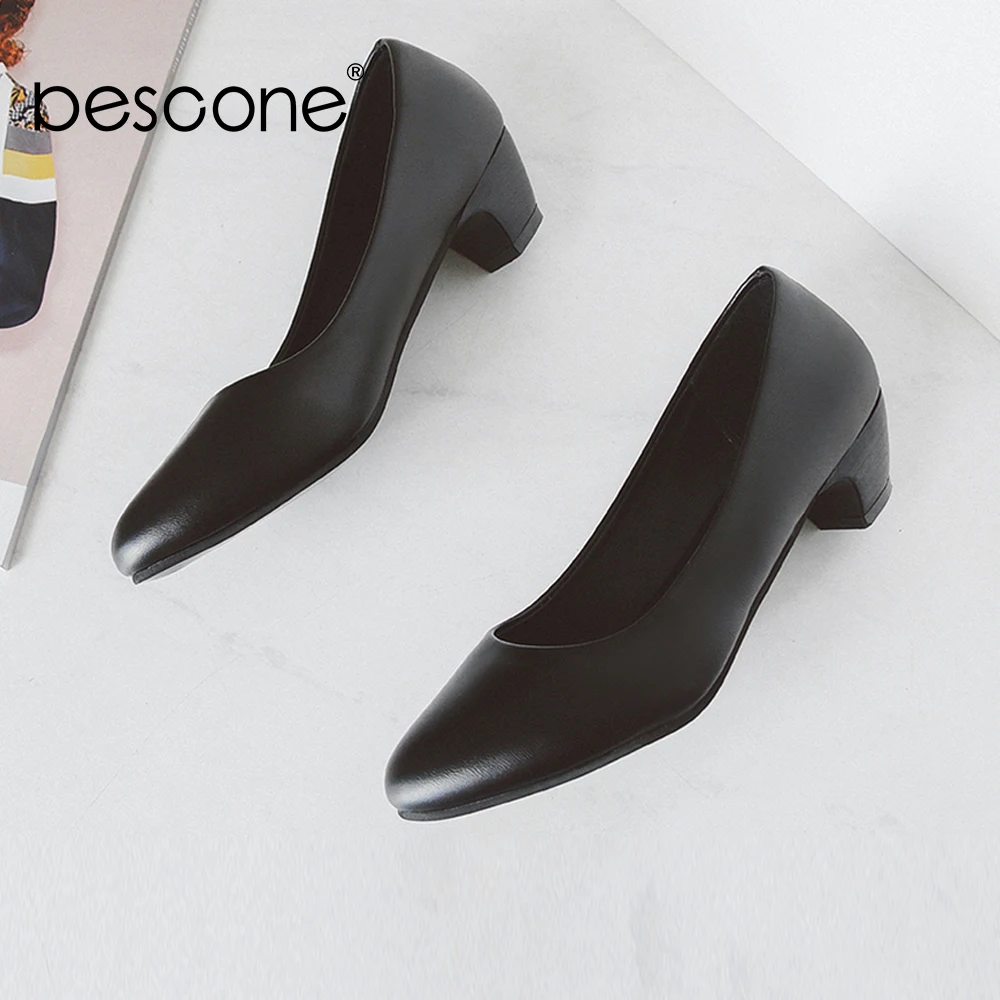 BESCONE/модные женские туфли лодочки ручной работы Повседневные на среднем каблуке