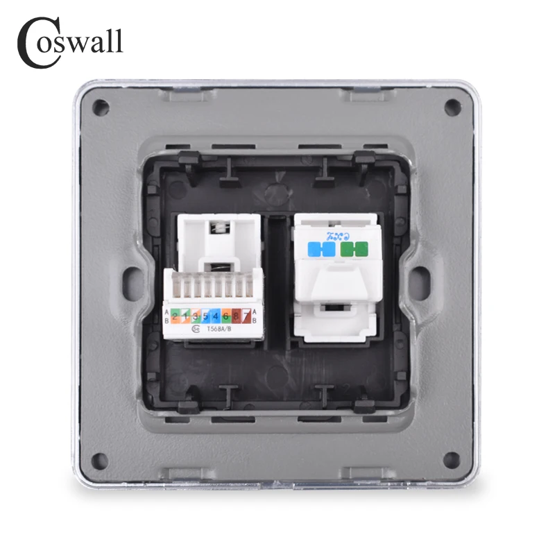 COSWALL RJ45 Интернет-разъем для передачи данных CAT5E разъем с 2-ядерным разъемом RJ11