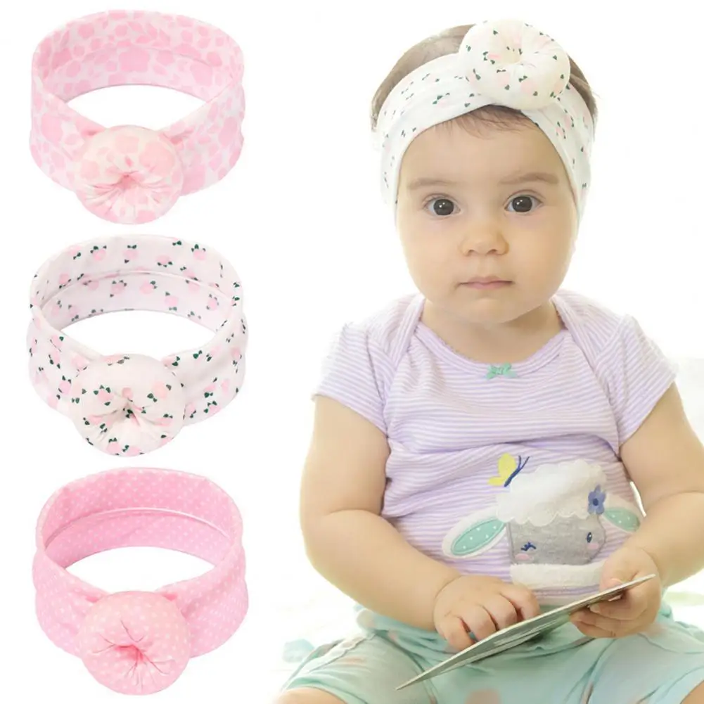 

Toddlers Headwrap Floral Print Hair Accessories Soft Baby Donut Knot Headbands for Photography