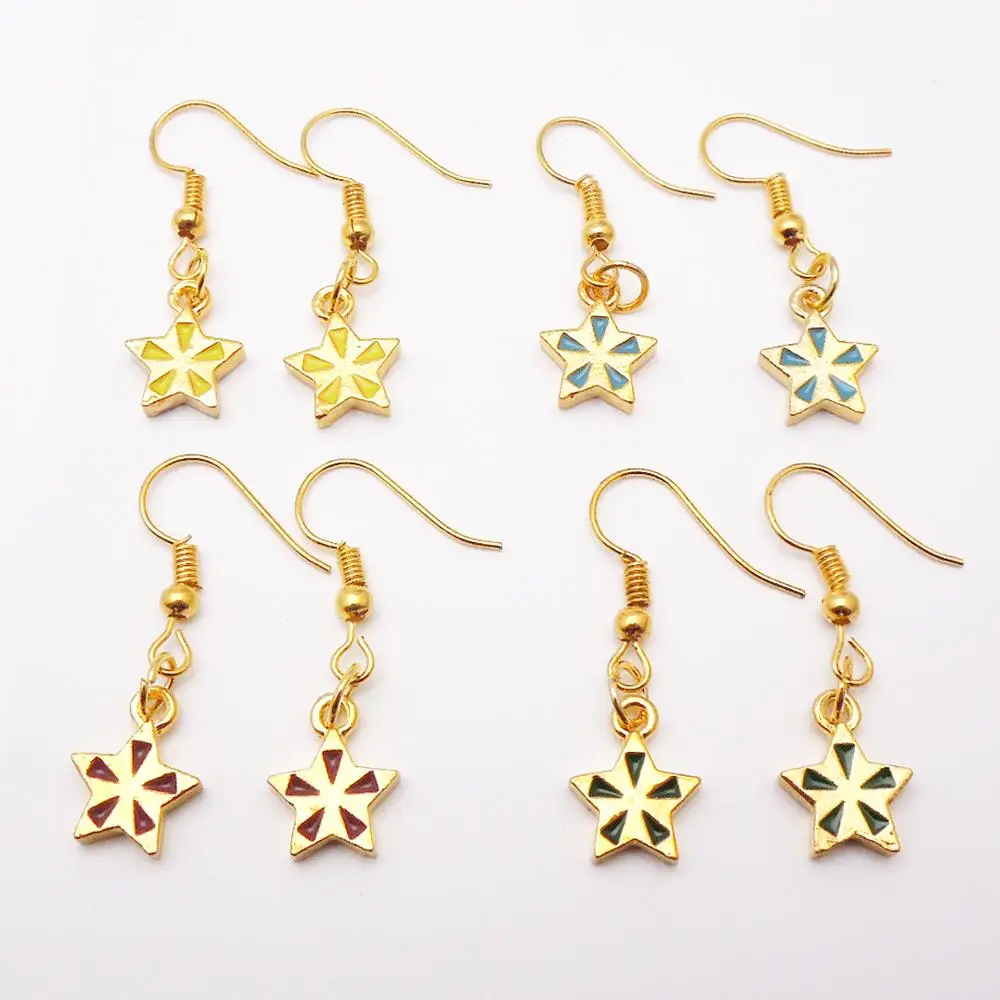 10 пара/лот серьги в виде звезды гвоздики стиле панк Золотые с эмалью для женщин