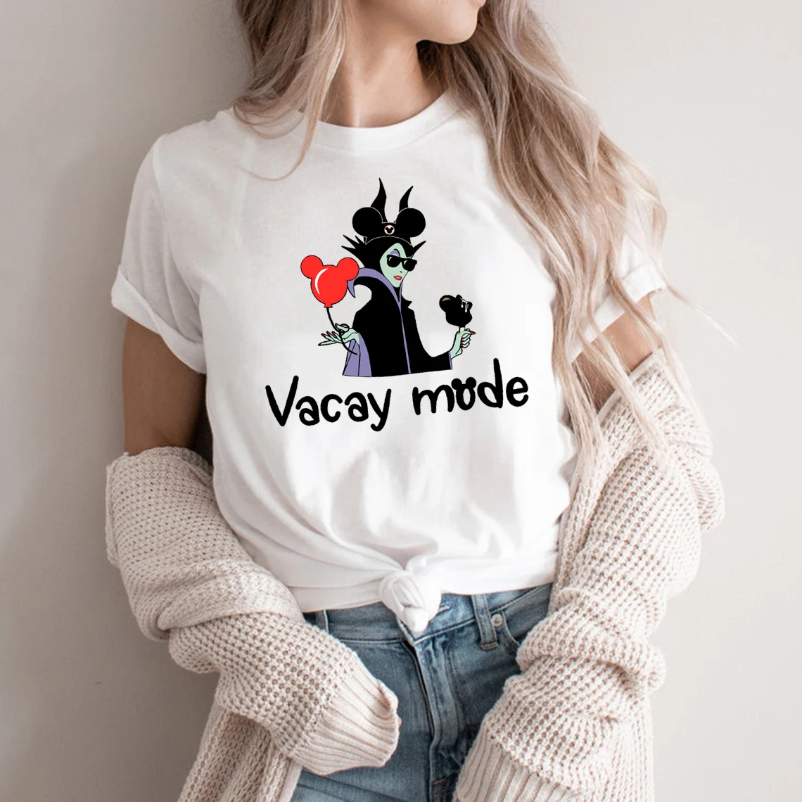 

Funny Vacay Mode Shirt Casual Unisex Summer Vacation Graphic Tees Bad Girls Minnie Matching Tops