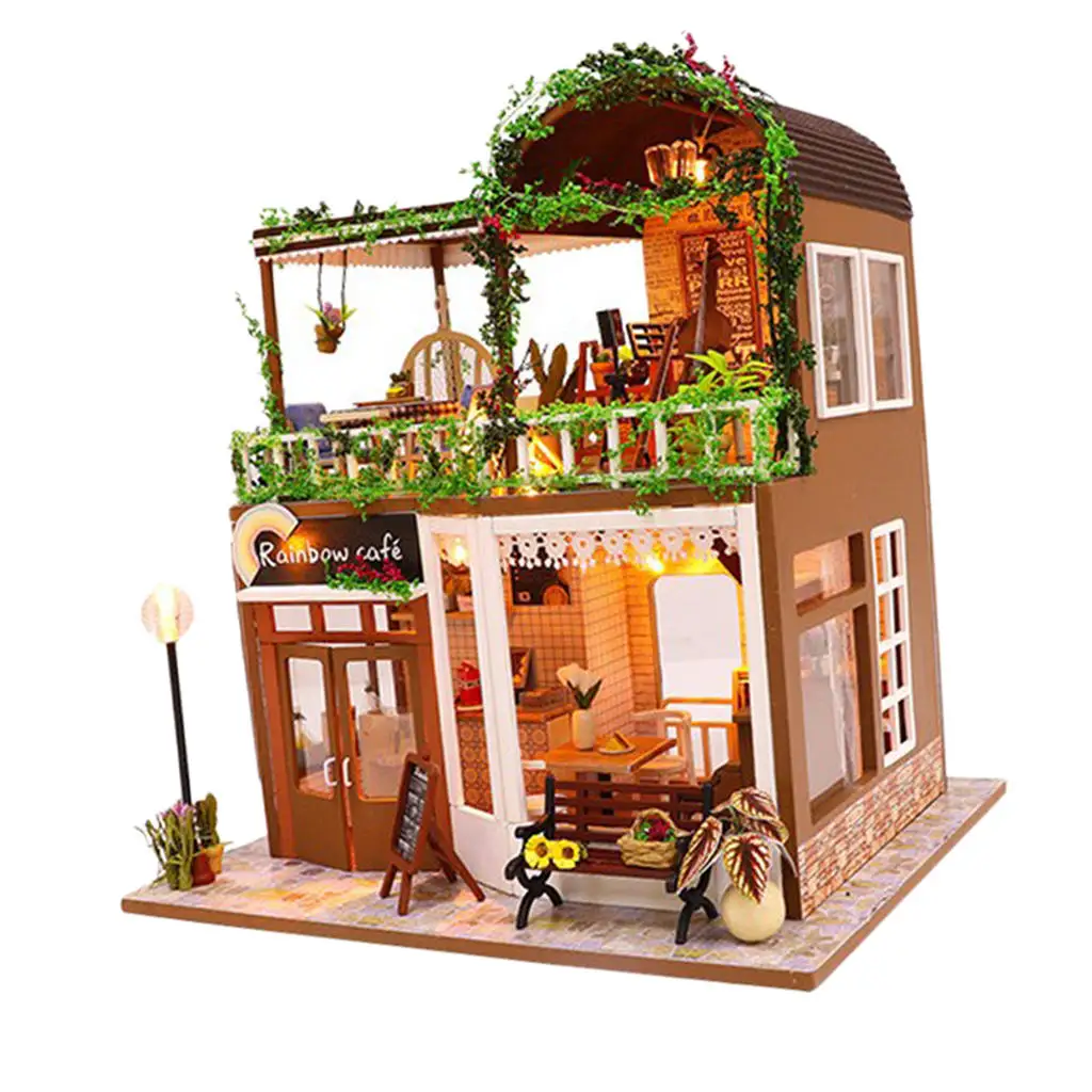 

1:24 Scale DIY Miniature Dollhouse Kit 3D Wooden with LED Light
