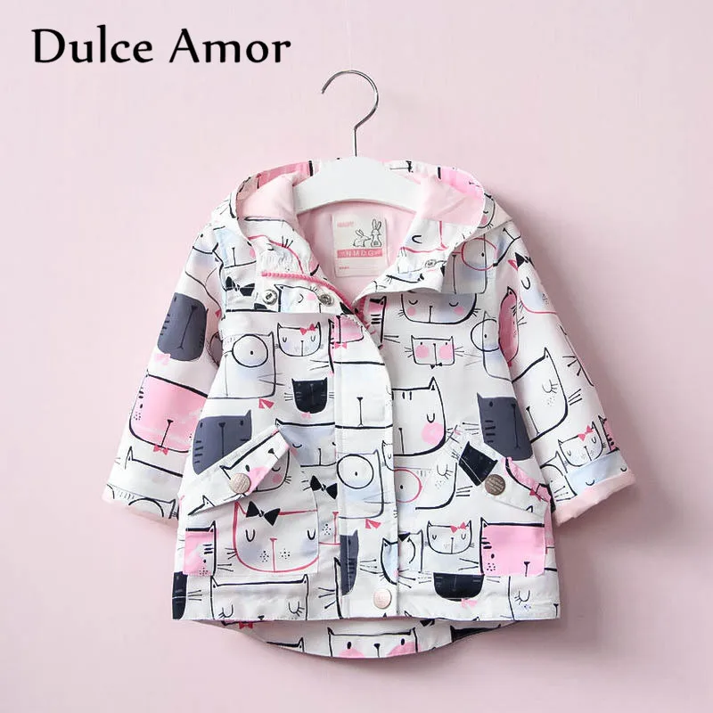 Dulce Amor/осеннее пальто для девочек детская куртка с длинным рукавом и капюшоном