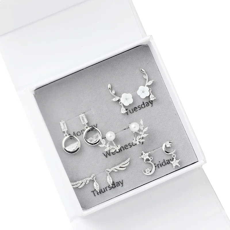 

high-quality Hot selling personalized exquisite one week earring combination suit versatile fashion pure fresh simple earrings