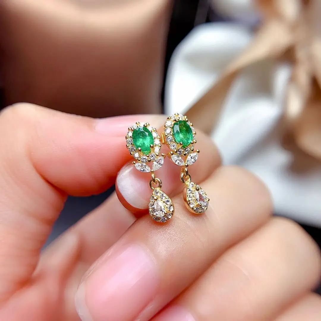 

New Exquisite Drop Earrings for Women Party Dating Luxury Round-shaped Color Treasure Green Stone Female Christmas Gift