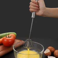 stainless steel semi automatic eggbeater hand pressure rotation agitator whipping cream coffee milk mixer kitchen cooking tools