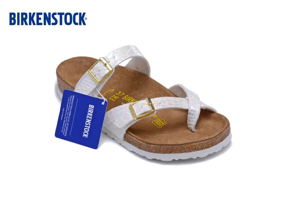 Женские сандалии на плоской подошве Birkenstock летние пробковые тапочки