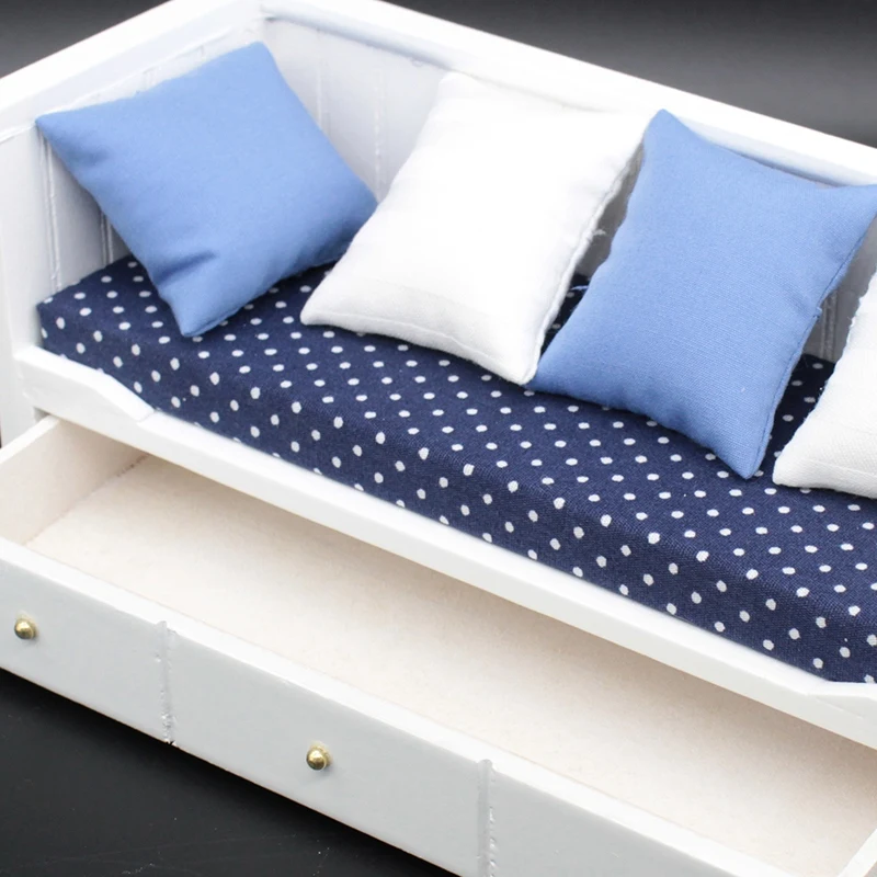 

Miniature Dollhouse Sofa 1:12 Mini Sofa Living Room Furniture Wooden Doll House Decoration Birthday Handcraft for Kids