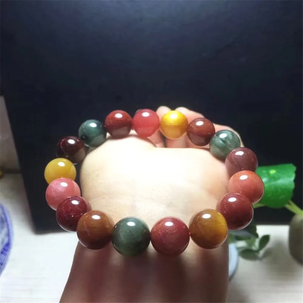 Браслет рутилированный из натуральной меди для женщин и мужчин круглые бусины