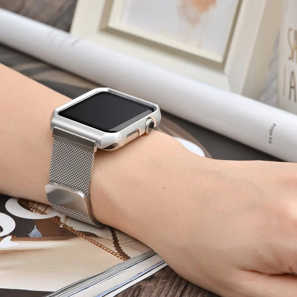 Ремешок Mlianese с петлей + металлический чехол для Apple Watch 3 2 1 ремешок 42 мм 38 Iwatch 5 4 44 40