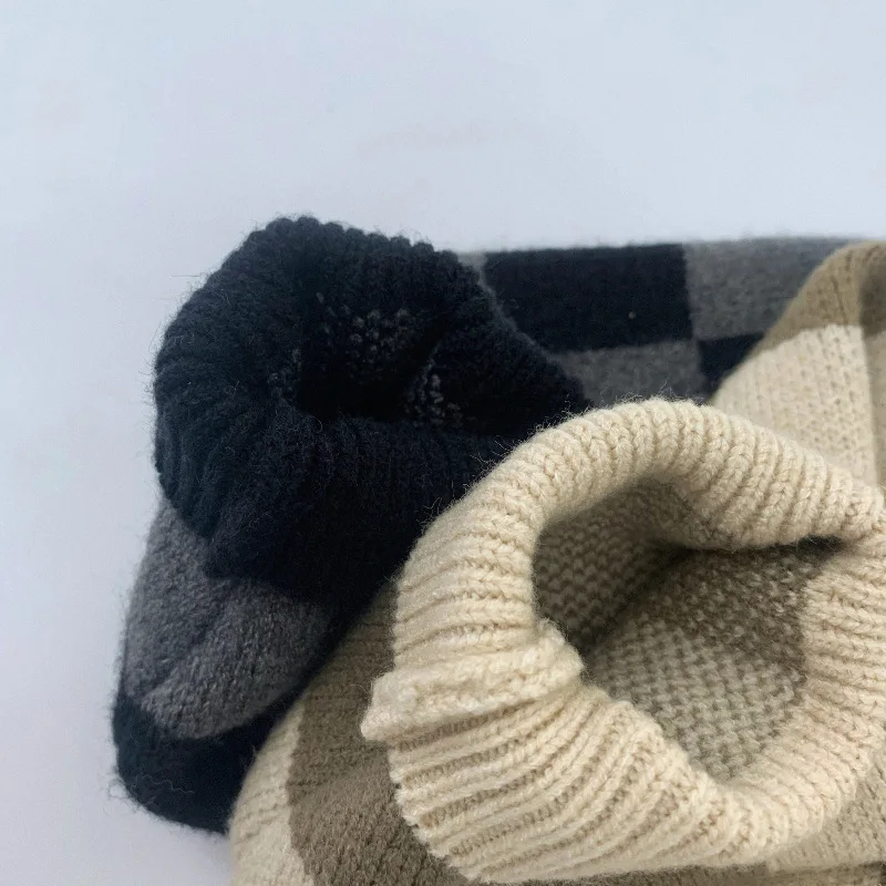 Детский свитер клетчатый пуловер рубашка для мальчиков и девочек теплый вязаный